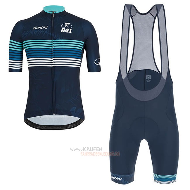 Tour Down Under Kurzarmtrikot 2019 und Kurze Tragerhose Blau